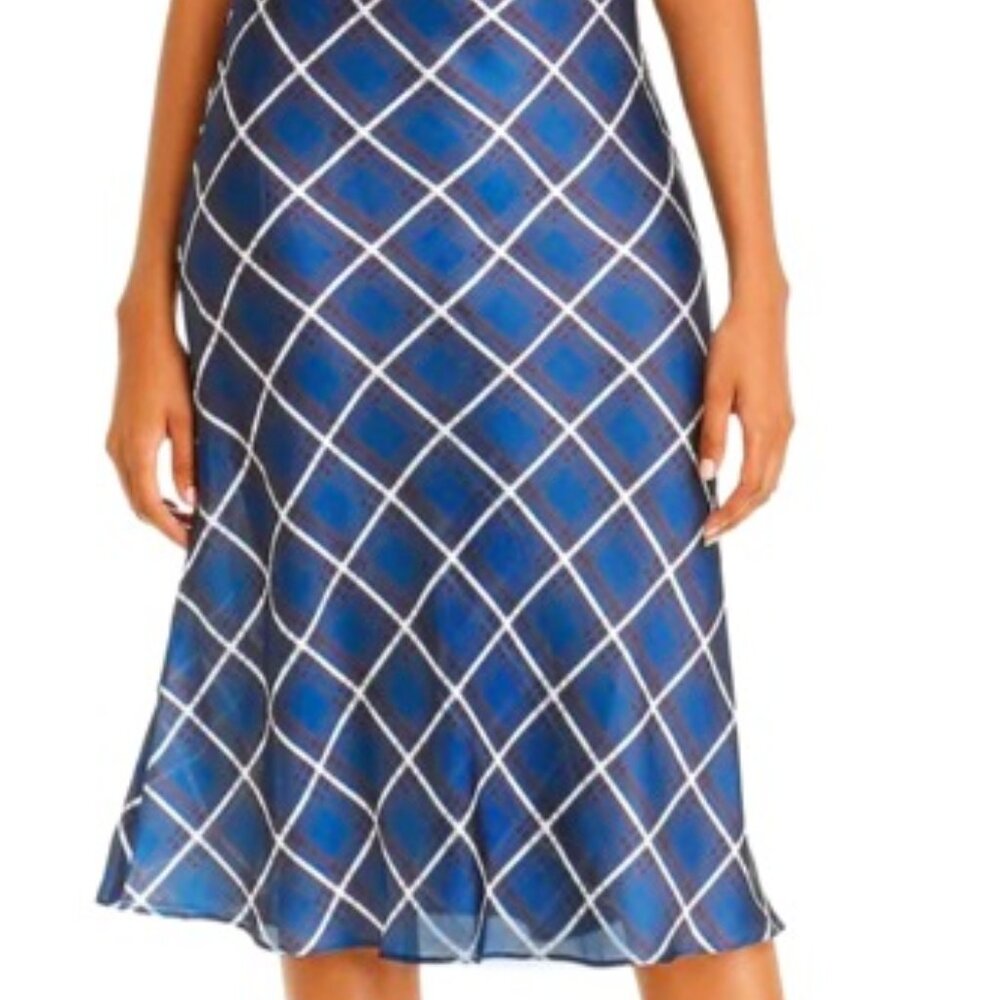 NWT AQUA Midi Plaid Silky Skirt - Size Small